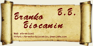 Branko Biočanin vizit kartica